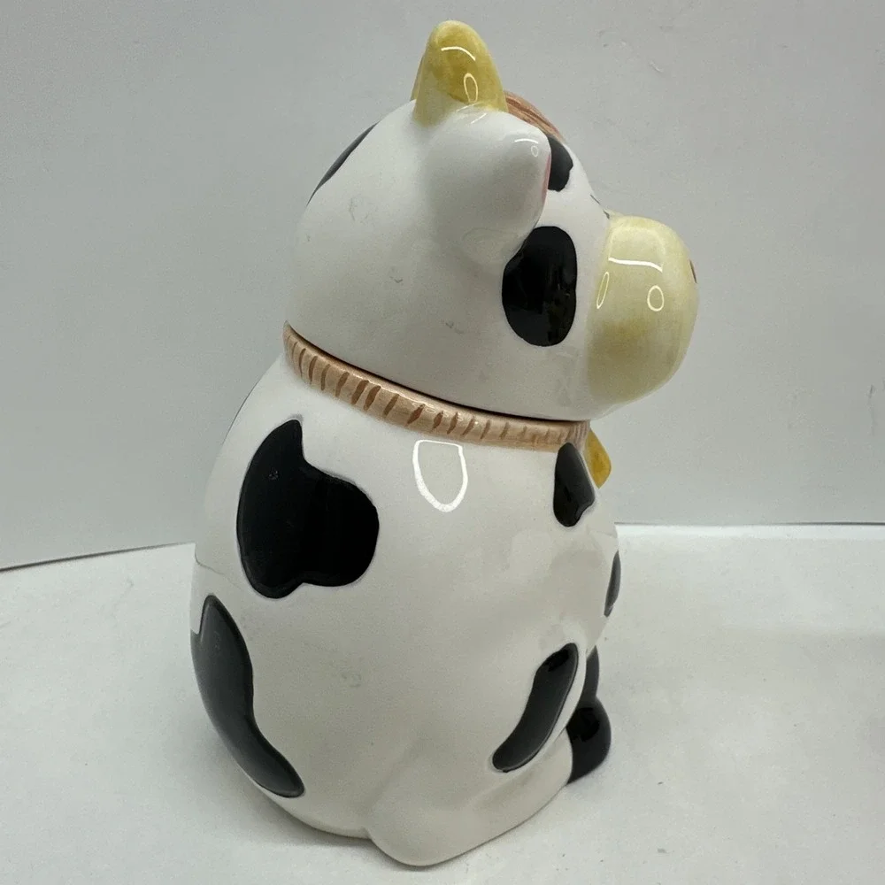 Houston Harvest Ceramic Cow Lidded Sugar Bowl and Creamer Milk Set Holstein